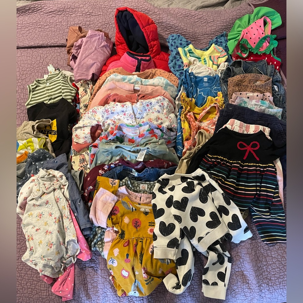 HUGE LOT baby girl clothes sz 12- 18 mos! Hanna Andersson, tea collection & more